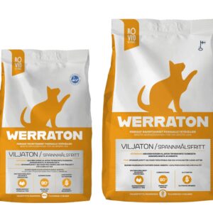 Kissan Werraton Viljaton 500 g pakkaus Hyvää Suomesta merkillä ja 2 kg Avainlipulla