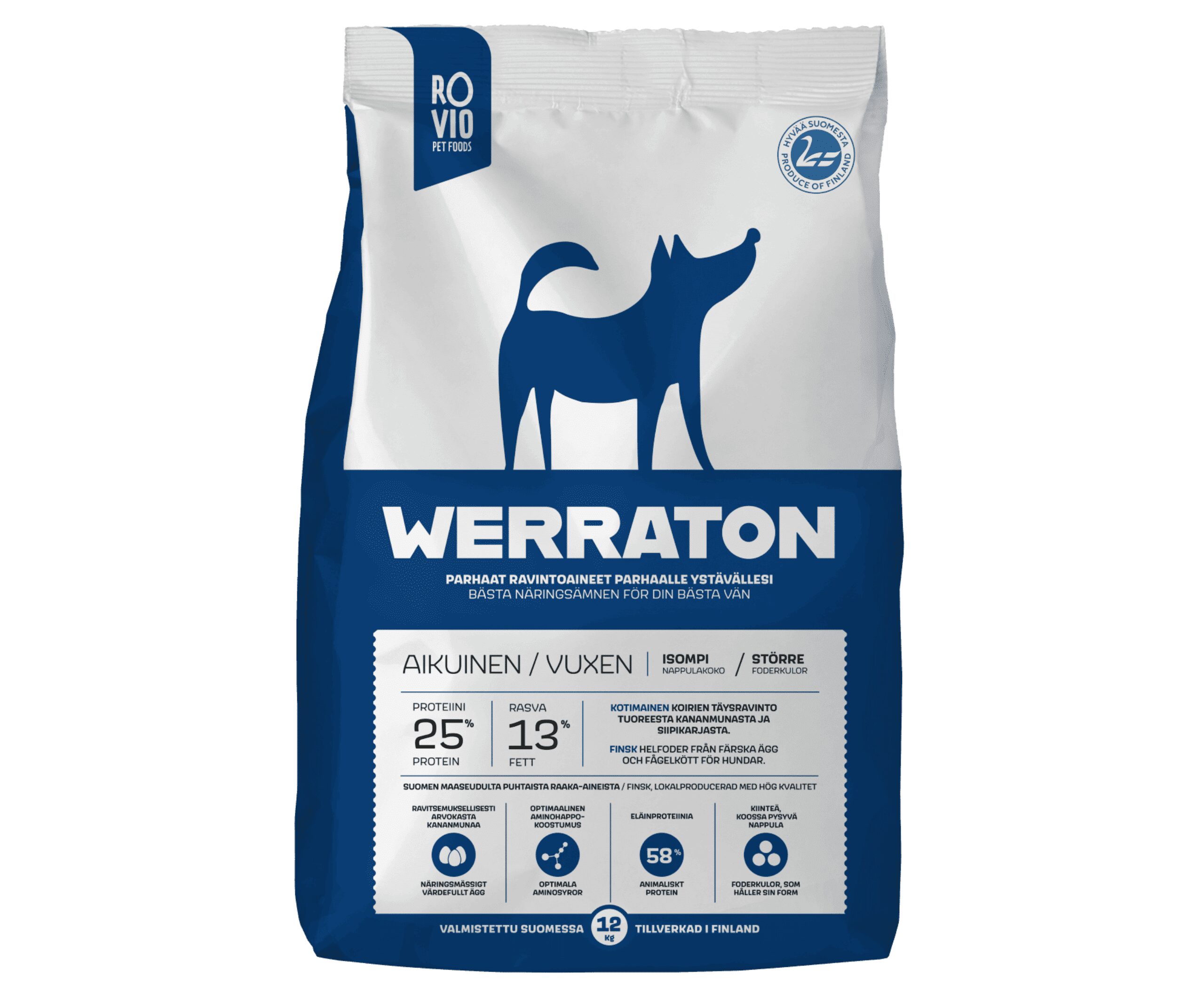 Werraton Aikuinen 12 kg pakkaus Hyvää Suomesta merkillä